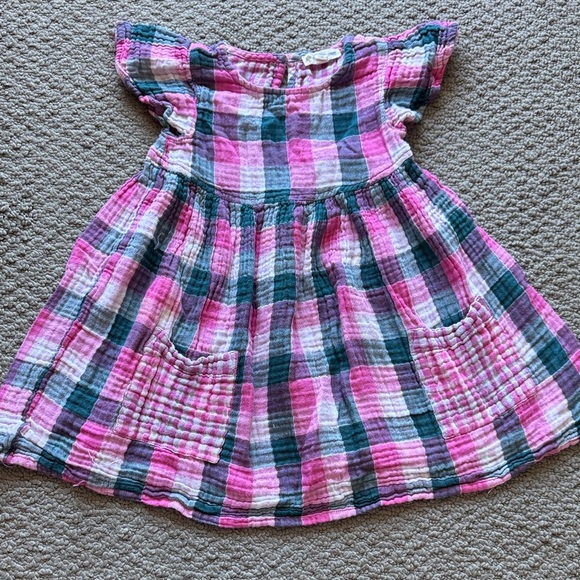 Tucker + Tate Other - Tucker + Tate Pink Teal Plaid Flutter-Sleeve Dress